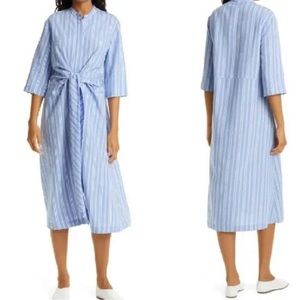 Samsoe Samsoe Sylvia Bold Blue Striped Tie Waist Midi Shirt Dress